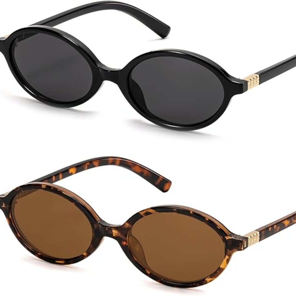 Retro Oval Sunglasses for Women Vintage 90s Y2K Small Frame Designer Sun Glasses
